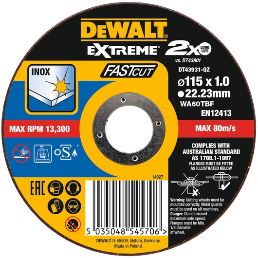 EXTREME® BONDED DISC THIN FAST CUT 115MM X 1.0MM X 22.23MM