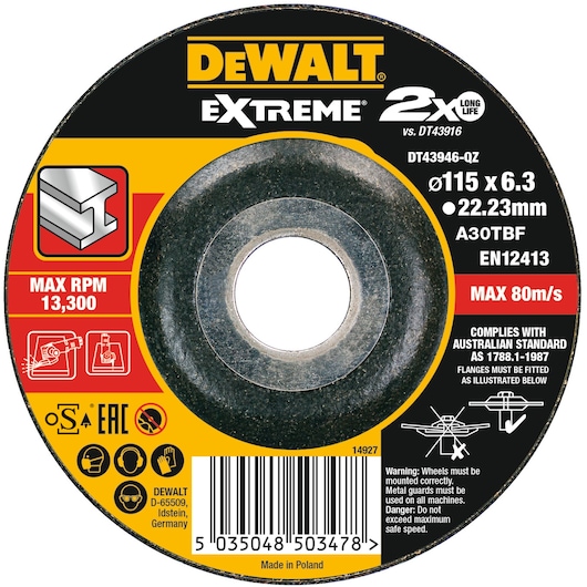 EXTREME® BONDED DISC GRINDING 115MM X 6.3MM X 22.23MM