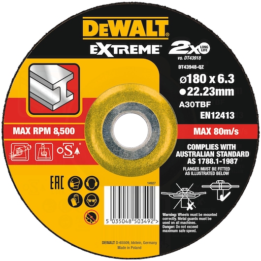 EXTREME® BONDED DISC GRINDING 180MM X 6.3MM X 22.23MM