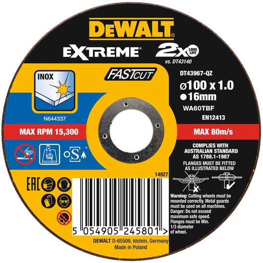 EXTREME® BONDED DISC THIN FAST CUT 100MM X 1.0MM X 16.0MM